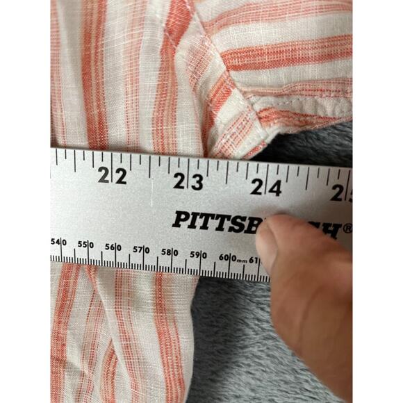 Tommy Bahama Relax Men's Orange White Striped Linen Shirt Size L - Picture 10 of 11